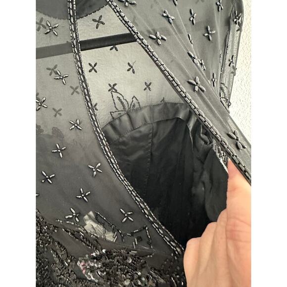 Vintage Black Tie Oleg Cassini black beaded classic timeless cocktail dress sz 8 - Picture 16 of 16